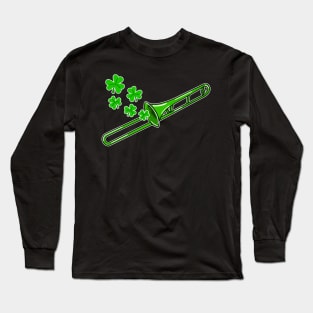 St Patrick's Day 2022 Trombone Trombonist Irish Musician Long Sleeve T-Shirt